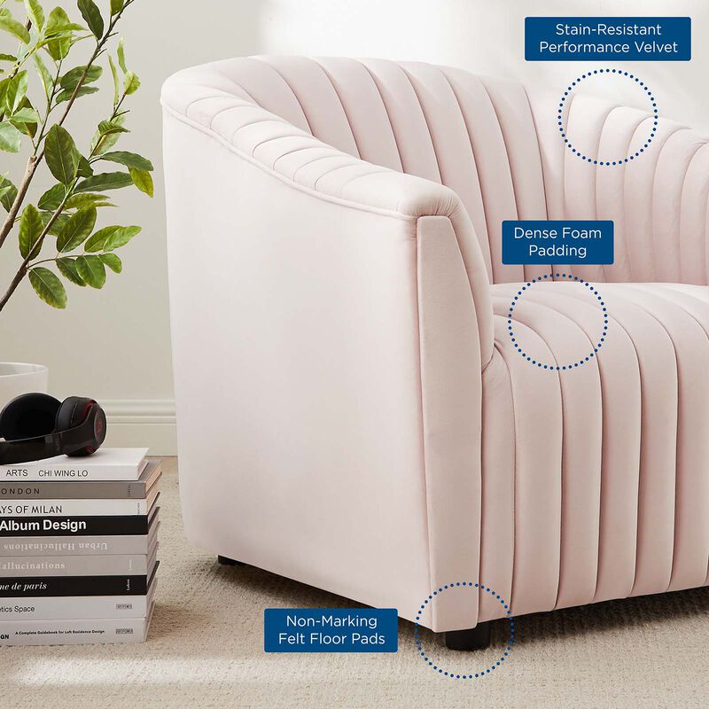 Announce Performance Velvet Channel Tufted Armchair image number 7