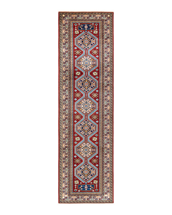 Tribal, One-of-a-Kind Hand-Knotted Area Rug  - Red, 3' 0" x 10' 3"