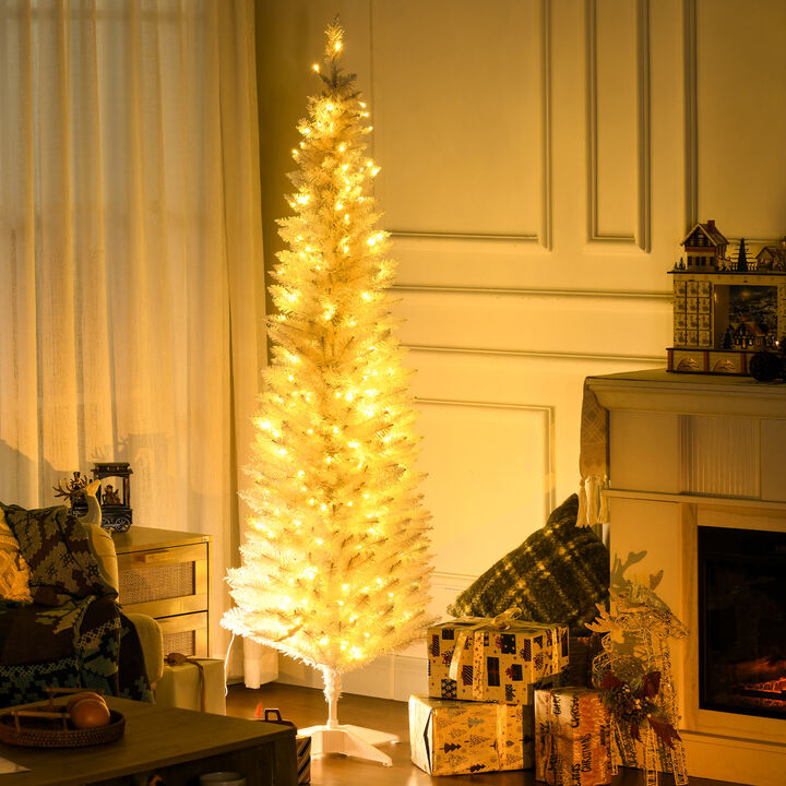 BreeBe 6ft Slim Artificial Christmas Tree with LED Lights