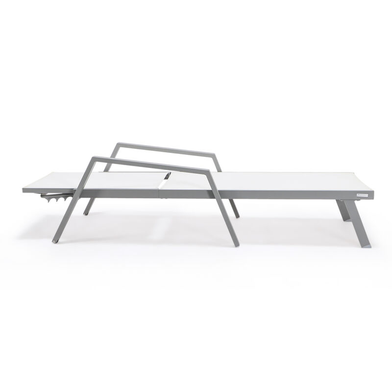 LeisureMod Marlin Poolside Outdoor Patio Lawn and Garden Modern Powder Coated Aluminum Frame Suntan Sling Chaise Lounge Chair with Armrests, Set of 2 image number 5