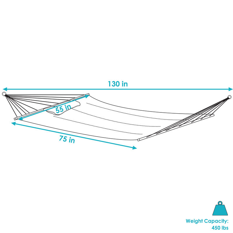 Sunnydaze Large Quilted Hammock with Spreader Bars and Pillow