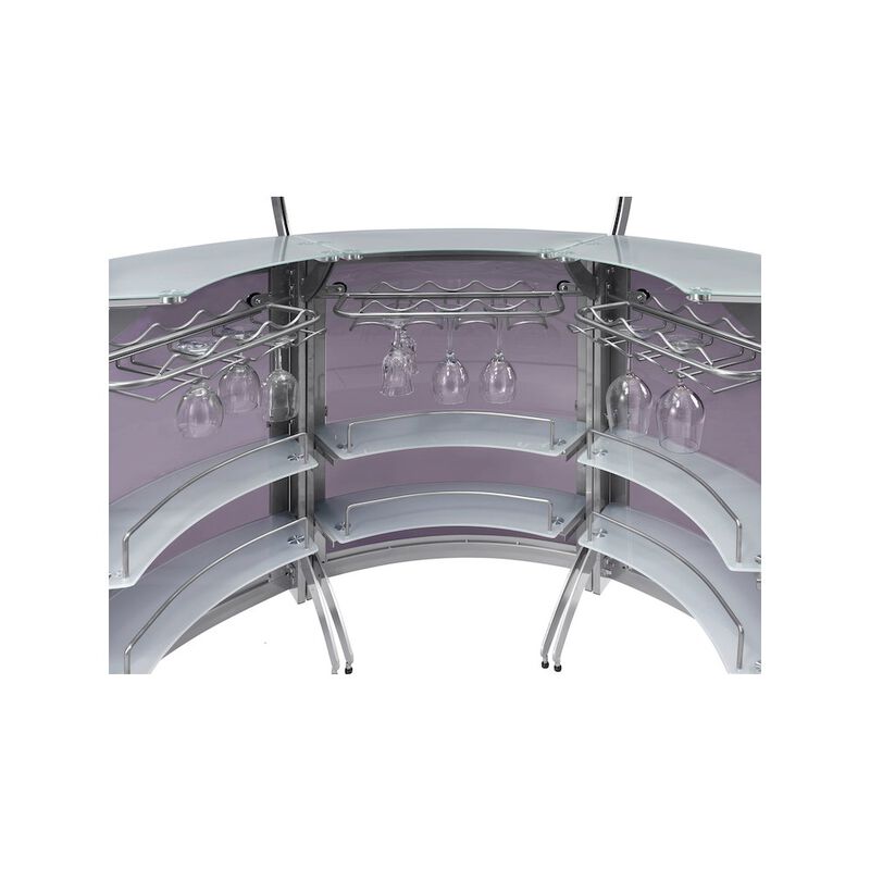 Coaster Co. of America Dallas 3-piece Curved Freestanding Home Bar Cabinet Silver