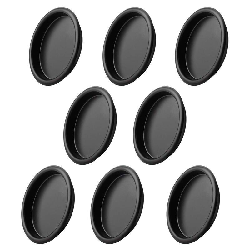 KOVOSCH 8 Pack Closet Door Finger Pull Black - 2-1/8Round Sliding Finger Door Pull, Easy Snap-in Installation