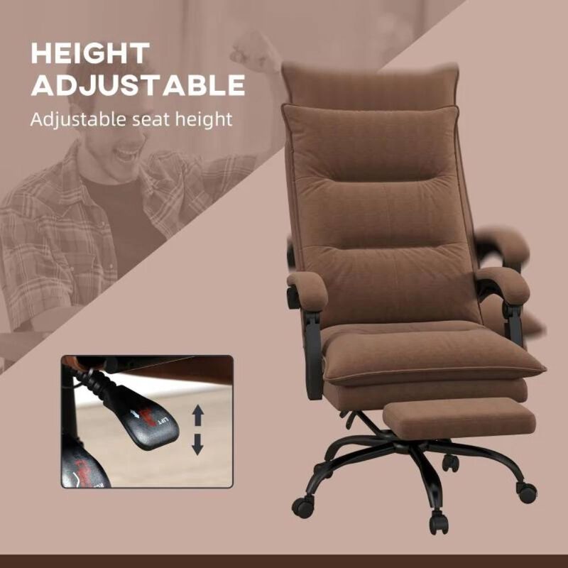 Hivvago Double Padded Executive Massage Heated Office Chair Brown