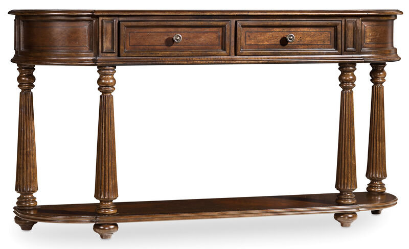 Leesburg Demilune Hall Console in Dark Wood