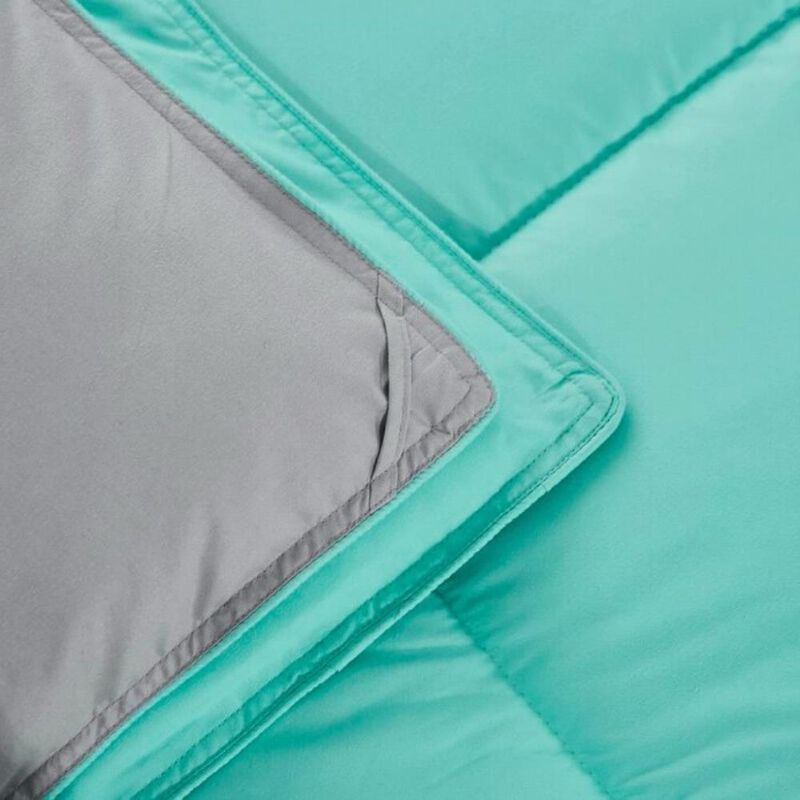 Hivvago Twin/Twin XL Traditional Microfiber Reversible 3 Piece Comforter Set in Blue/Grey