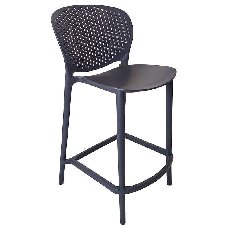 Celin 30 Inch Barstool Chair, Set of 4, Stackable, Mesh, Curved Seat, Gray - Benzara