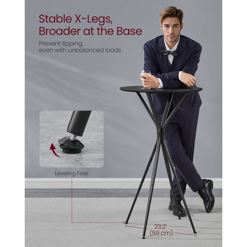 High Pub Table with Footrest &ndash; Tall Round Table for Standing or Bar Stool Seating in Home or Office image number 3