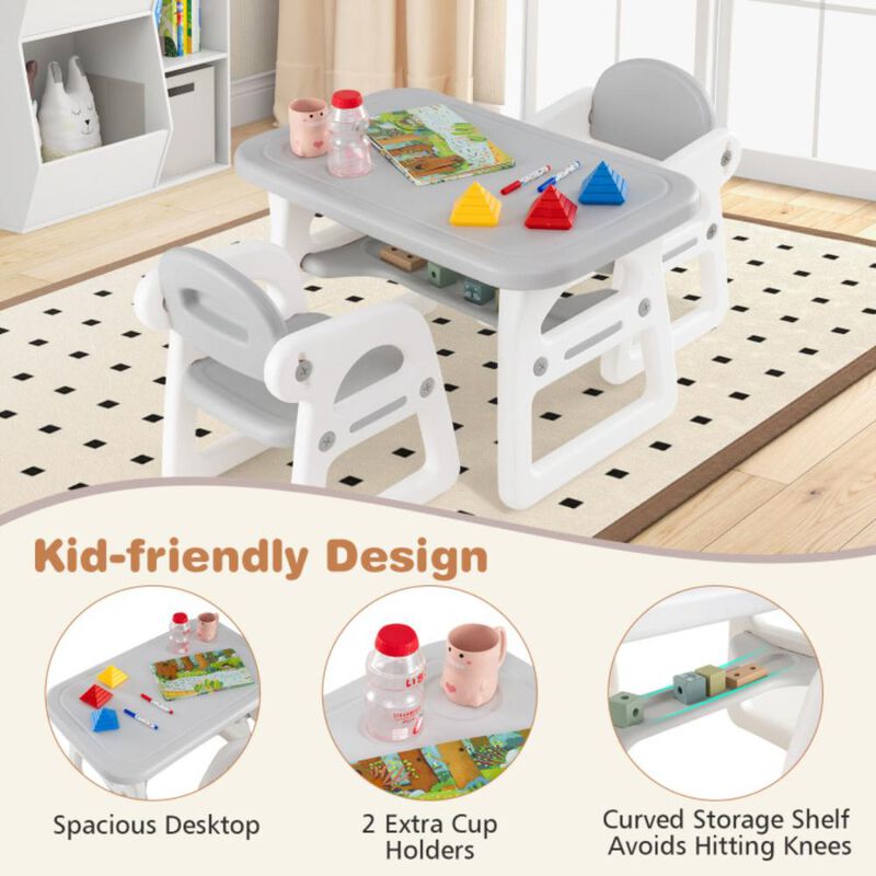 Hivvago Kids Table and Chair Set with Building Blocks