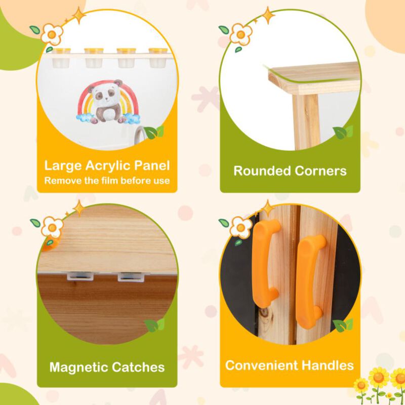 Hivvago Kids Mud Kitchen Fir Wood Playset with Planting Pots and Blackboards