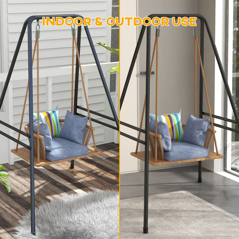 Outsunny Hammock Chair Stand, Hanging Heavy Duty Metal Frame Hammock Stand for Hanging Hammock Porch Swing Chair, Egg Chair, Indoor & Outdoor Use, Black