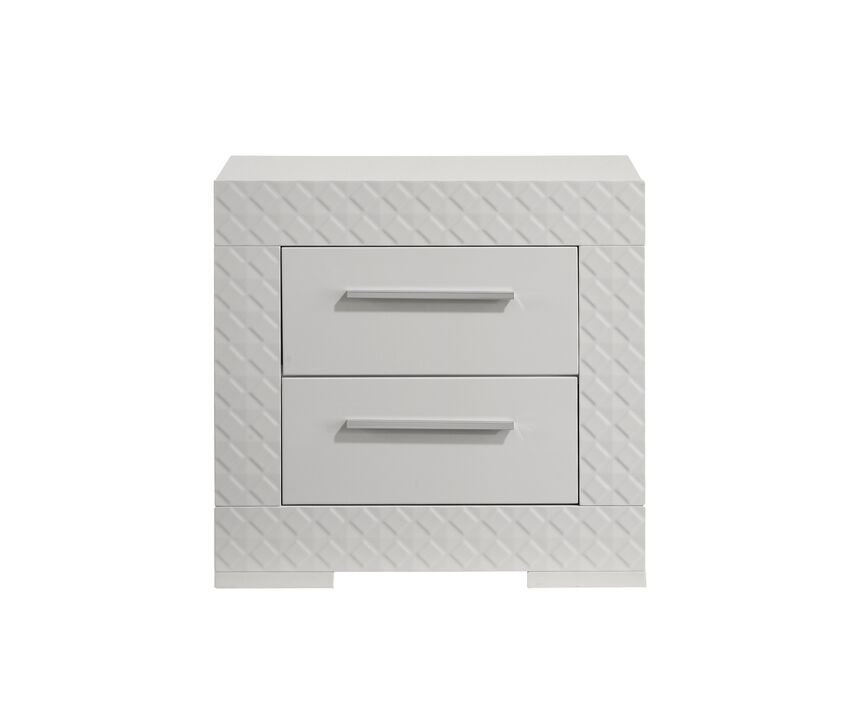 Modern 2 Drawer Nightstand with Quilted Drawer Fronts