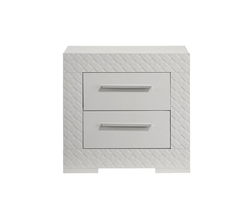 Modern 2 Drawer Nightstand with Quilted Drawer Fronts image number 0