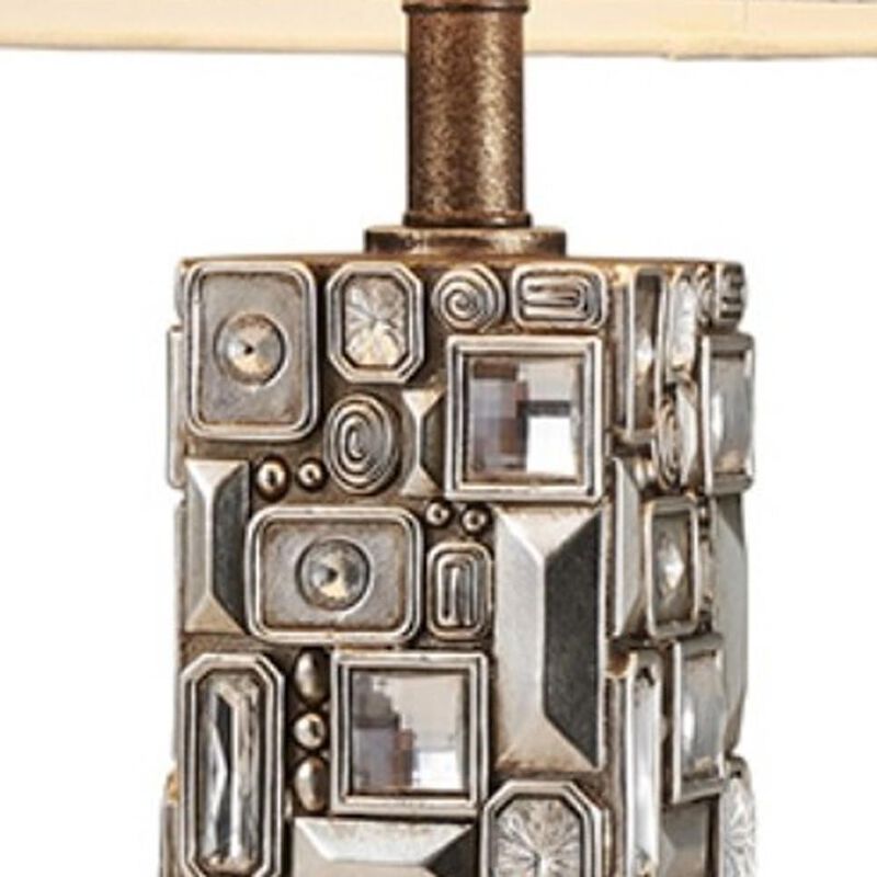 Hivvago Silver Table Lamp with Abstract Mirror Design