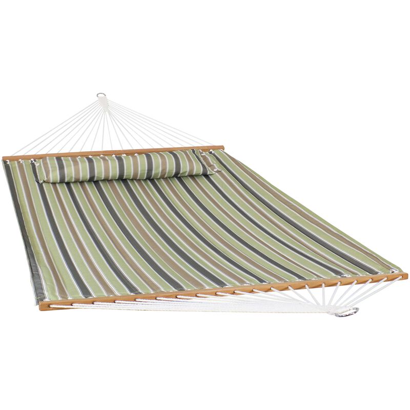 Sunnydaze Large Quilted Hammock with Spreader Bar and Pillow