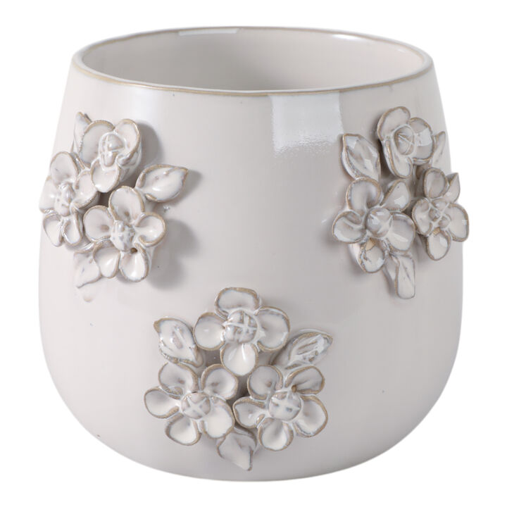 Flower Bunches Planter, Ivory