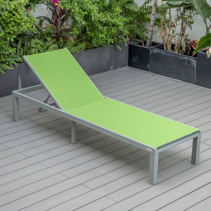 LeisureMod Marlin Poolside Outdoor Patio Lawn and Garden Modern Powder Coated Aluminum Frame Suntan Sling Chaise Lounge Chair