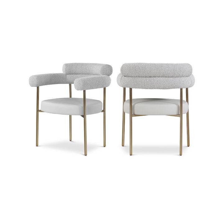 Meridian Furniture Blake Taupe Vegan Leather / Boucle Fabric Dining Chair, Set of 2