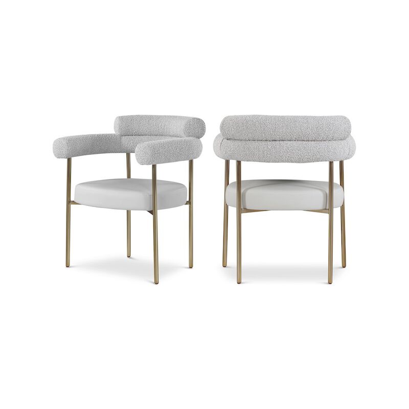 Meridian Furniture Blake Taupe Vegan Leather / Boucle Fabric Dining Chair, Set of 2