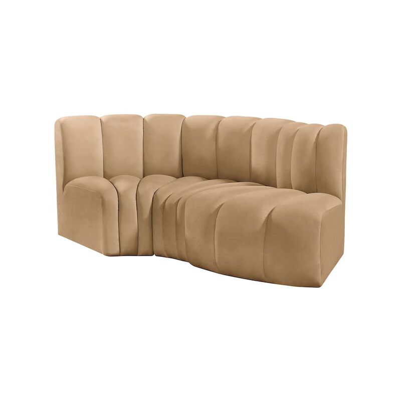 Meridian Furniture Arc Camel Velvet Modular Sofa