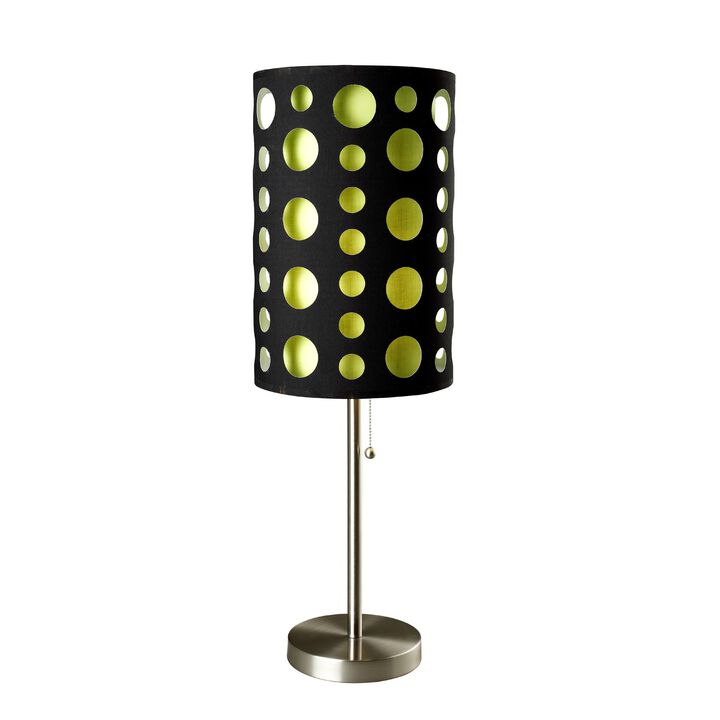 Hivvago 33" Silver Metal Mod Table Lamp With Black And Green Drum Shade