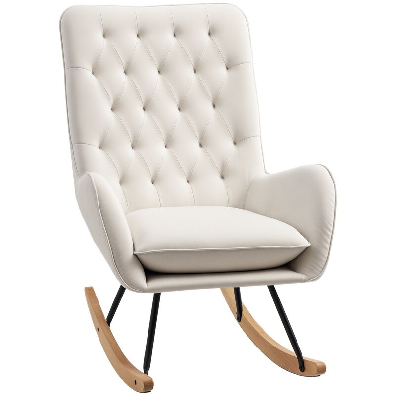 Hivvago Mid-Century Fabric Rocking Chair with Tufted Back image number 0