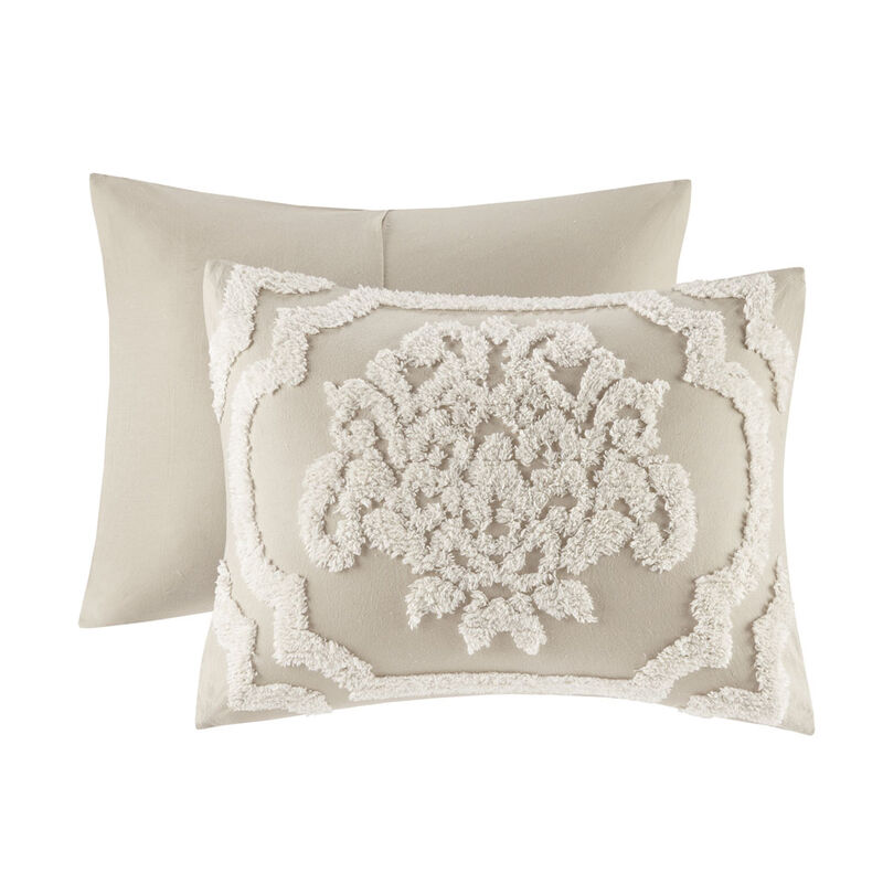 Gracie Mills Fitzpatrick 3 piece Tufted Cotton Chenille Damask Comforter Set