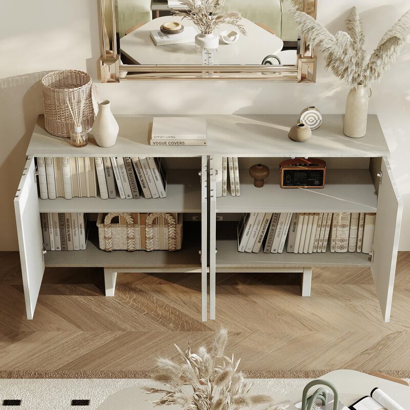 Clihome 63"Sideboard Buffet Cabinet with Adjustable Shelf