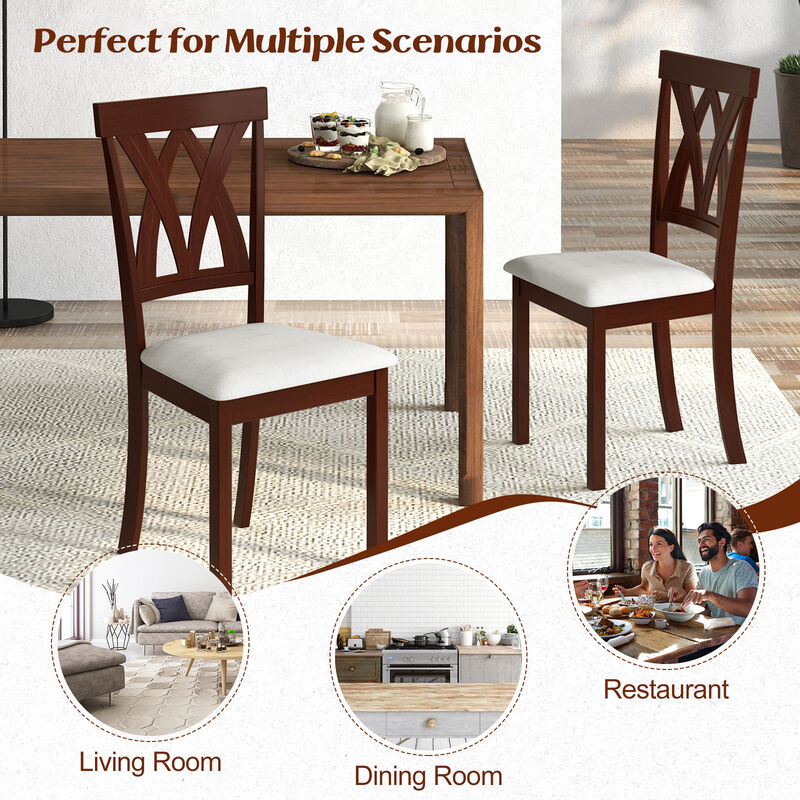 Set of 2 Faux Leather Dining Chairs with Wooden Legs for Home or Kitchen Seating