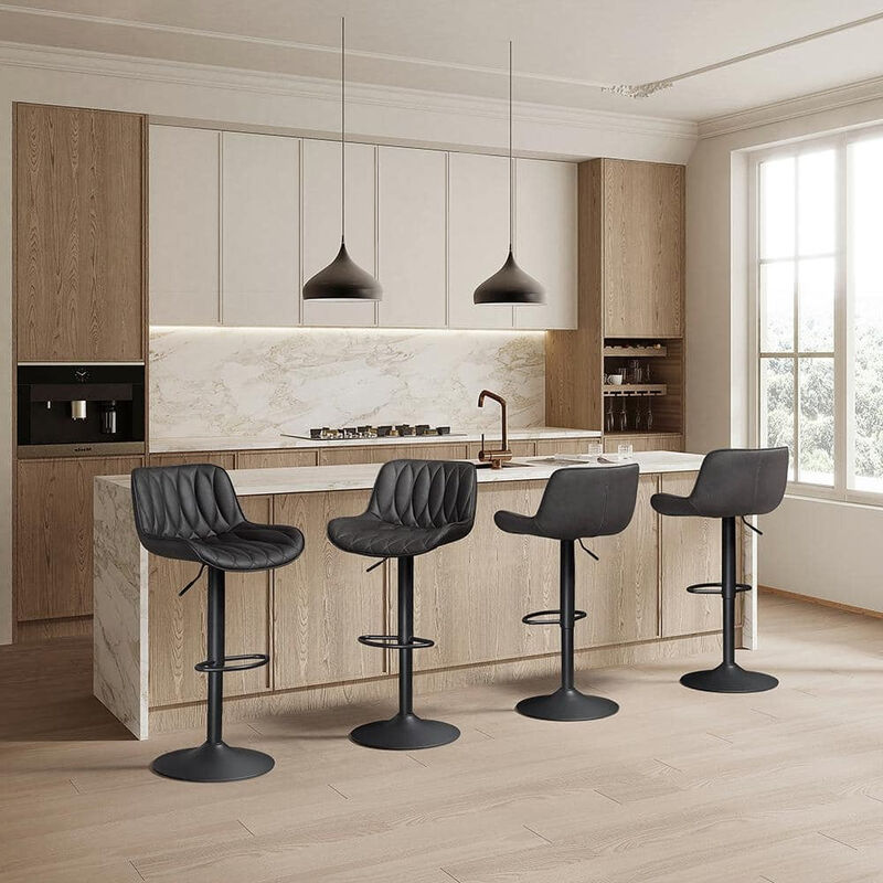 Swivel Bar Stools Set of 2, Upholstered Counter Height Bar Stools with Back and Footrest, 360 Degree Swivel Kitchen Island Chairs, Modern Barstools for Kitchen Counter, Home Bar, Dining image number 5