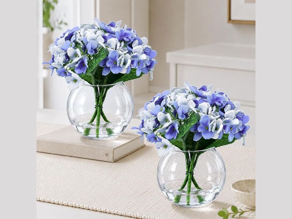 2 Piece Artificial Hydrangea Flowers Real Touch Vase Filler