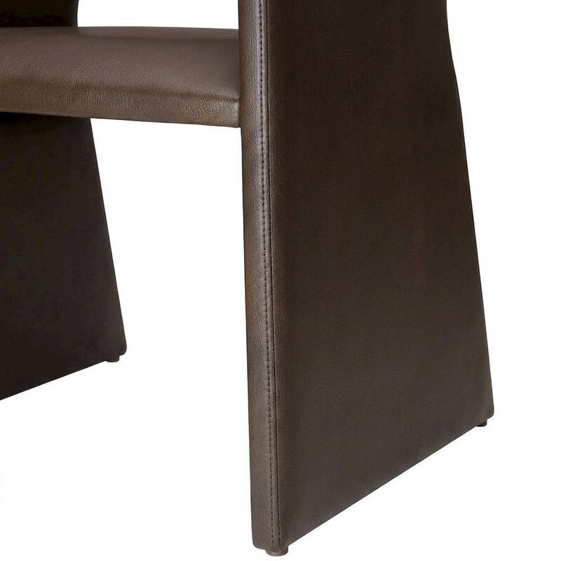 Vegan Leather Dining Armchair with Padded Seat and Arms, Espresso image number 6