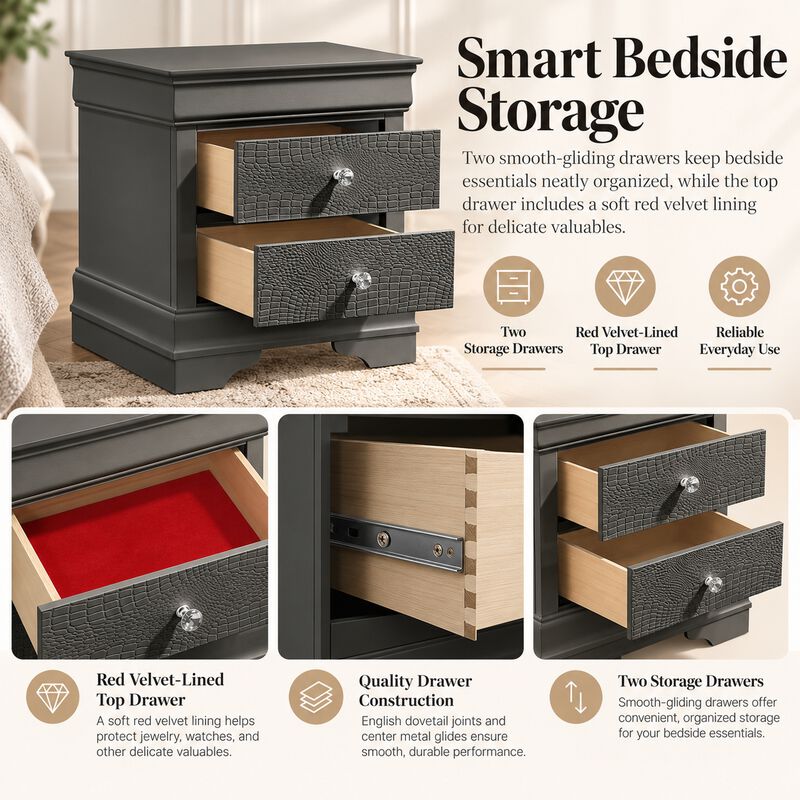 Virestiq Textured 2-Drawer Nightstand image number 4