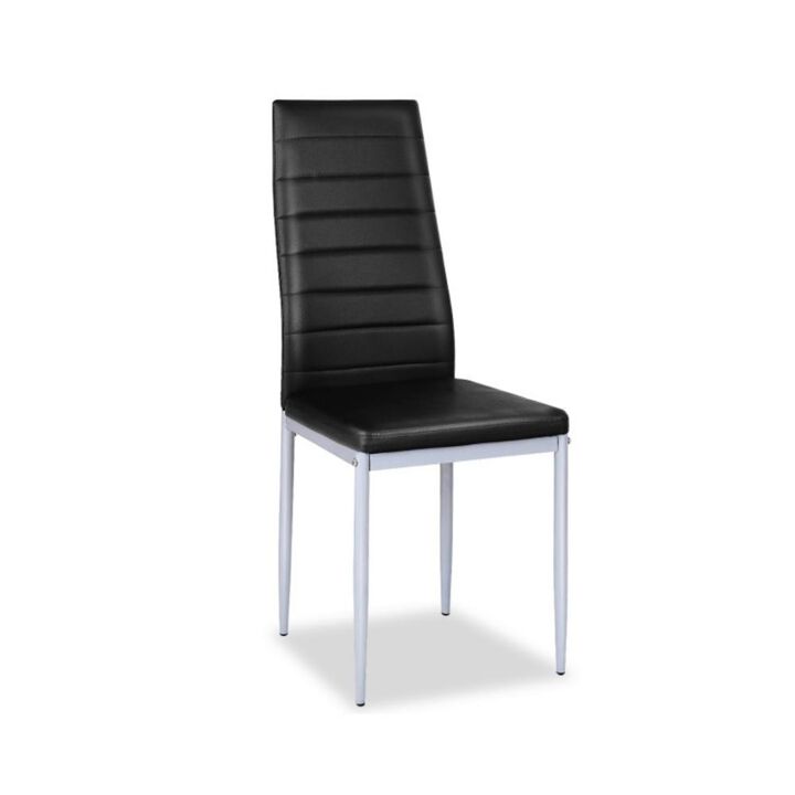 Hivvago 4 Pieces PVC Elegant Design Leather Dining Chairs with Solid Metal Legs