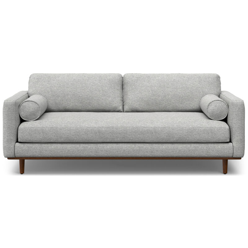 Morrison 89 inch Wide Mid-Century Modern Sofa in Mist Grey Woven-Blend Fabric