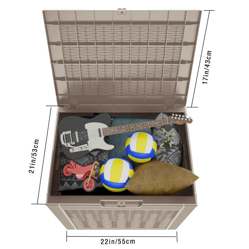 Mondawe 31 GAL Rattan Deck Boxes for Outdoor Storage with Side Handles