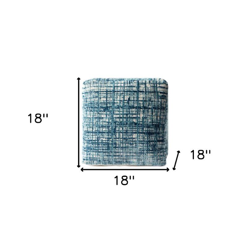 Hivvago 18 Inch Blue Abstract Pouf Ottoman