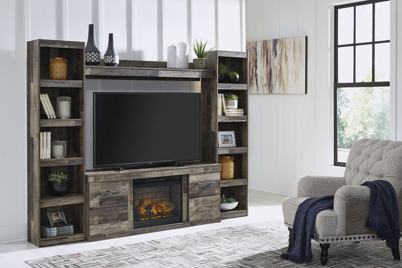 Derekson 4-Piece Entertainment Center with Electric Fireplace image number 2