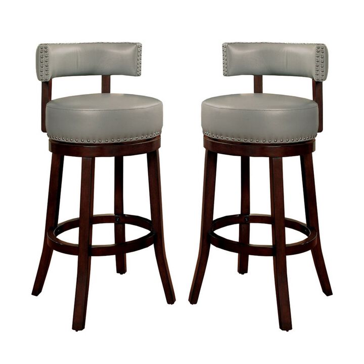Shirley Contemporary 29" Barstool With pu Cushion, Gray Finish, Set of 2