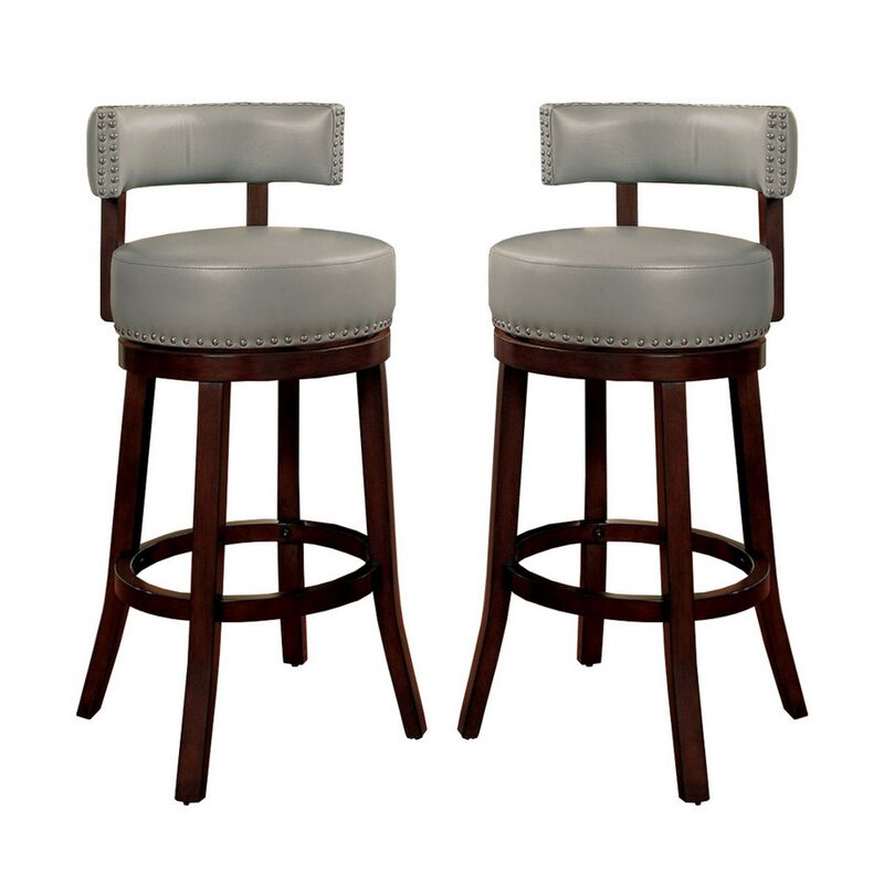 Shirley Contemporary 29" Barstool With pu Cushion, Gray Finish, Set of 2