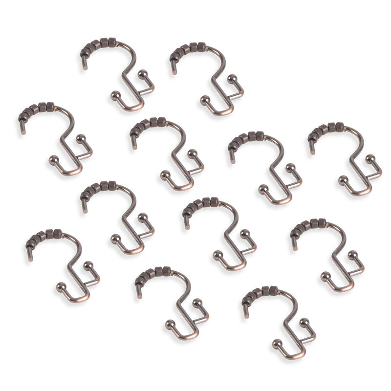 12-Piece Resistant Stepped Metal Double Shower Curtain Hooks image number 1
