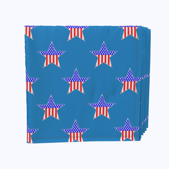 Fabric Textile Products, Inc. Napkin Set, 100% Polyester, Set of 4, American Flags in Stars
