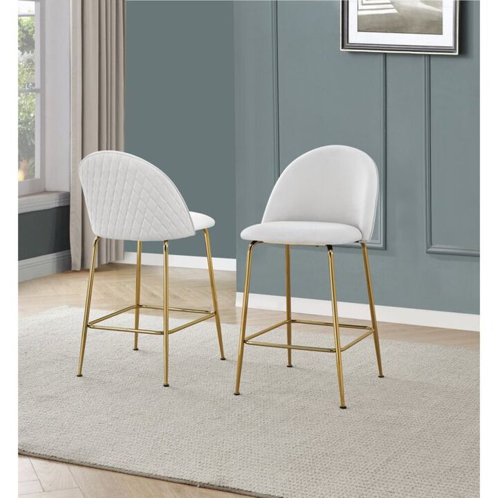 Best Quality Furniture 24 Velvet Counter Stool, Dark Grey, Chrome Gold Base (Set of 2)