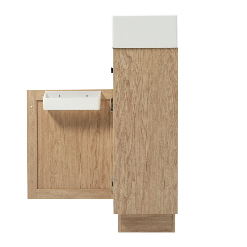 Whisen 18.5" Bathroom Vanity with Reversible Resin Sink, MDF Cabinet with Adjustable Shelf and Elegant Zinc Alloy Handles