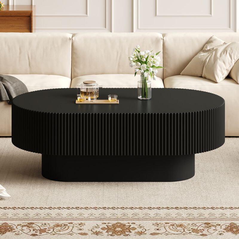 Merax Contemporary Oval Accent Table with Premium Painted Finish, Felt Floor Pads image number 2