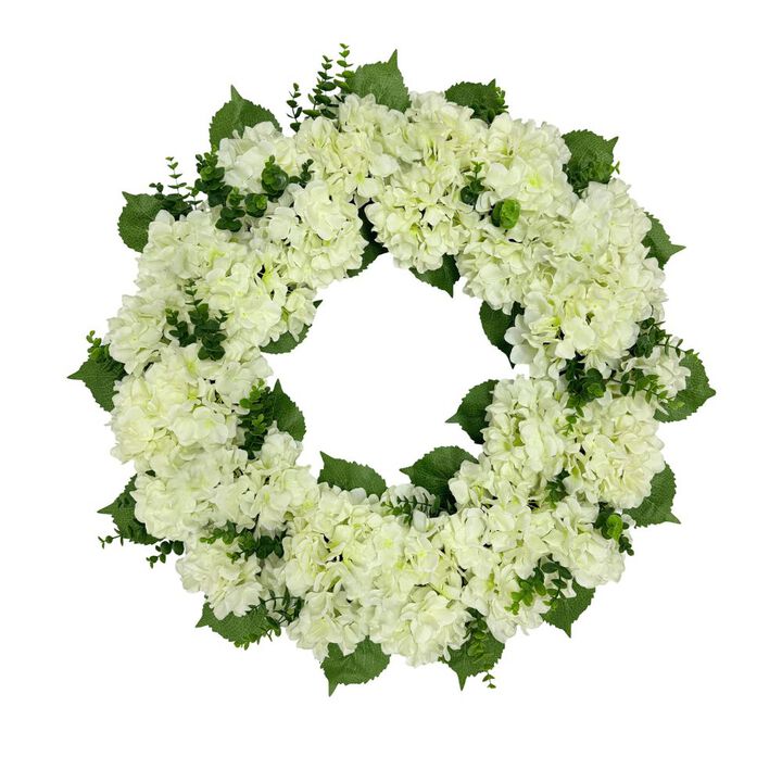 30" Artificial White Hydrangea Wreath