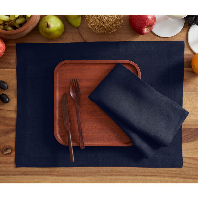 Solino Home 100% Pure Linen Placemats 14 x 19 Inch Set of 6 - Sonoma