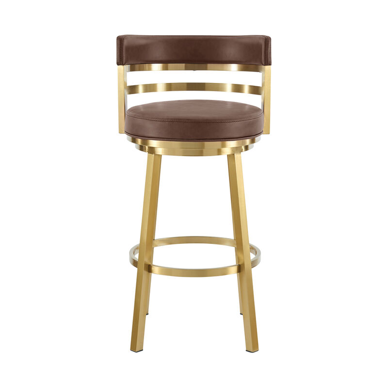 Madrid Swivel Counter or Bar Stool in Metal and Faux Leather