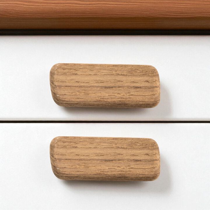 HomeRoots Set of Two Brown Teak Wood Drawer Pull Knobs
