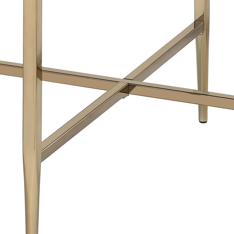 Plethoria Home Faux Marble and Champagne Round End Table